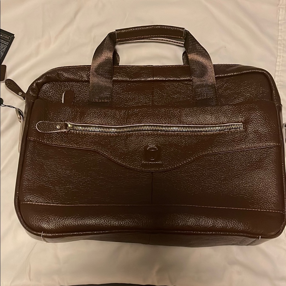 Brown Leather Executive Briefcase with Sleek Design